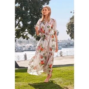 JOHNNY WAS Workshop Colmar Maxi Prairie Skirt Floral Striped Bohemian Small